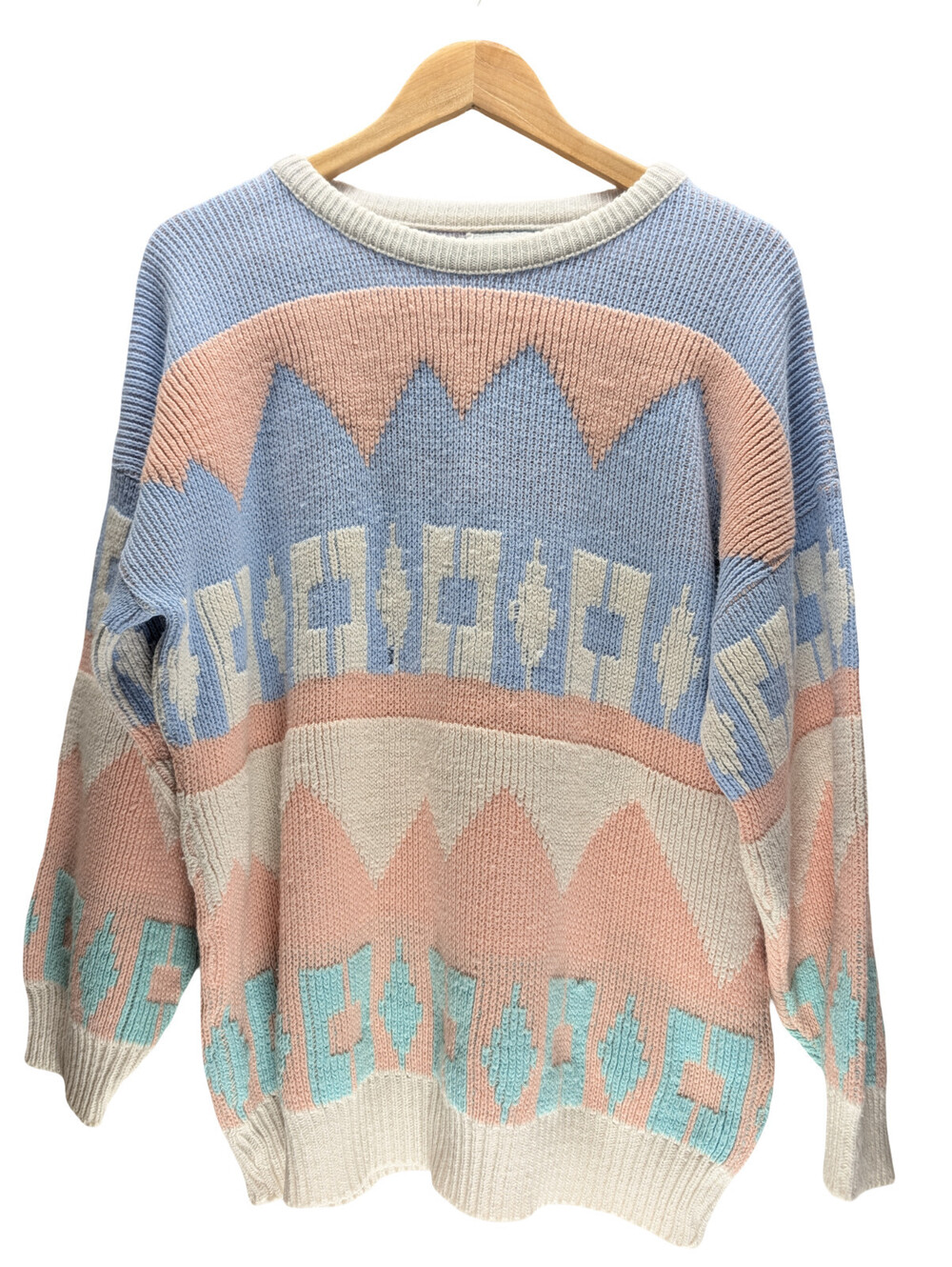 Lauren Knitwear Sweater Southwest Aztec Pattern Pastel
